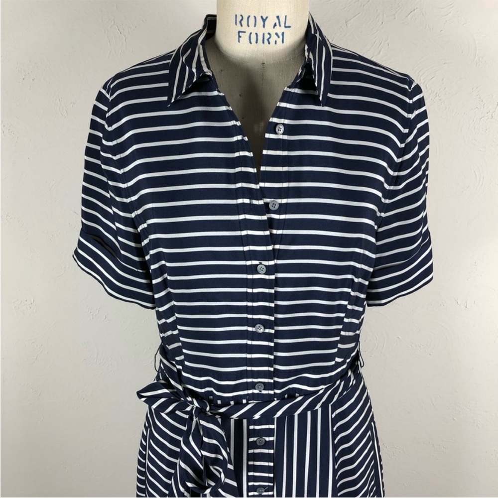 J. Crew Collection Navy and White Striped Midi Dress - Picture 7 of 15